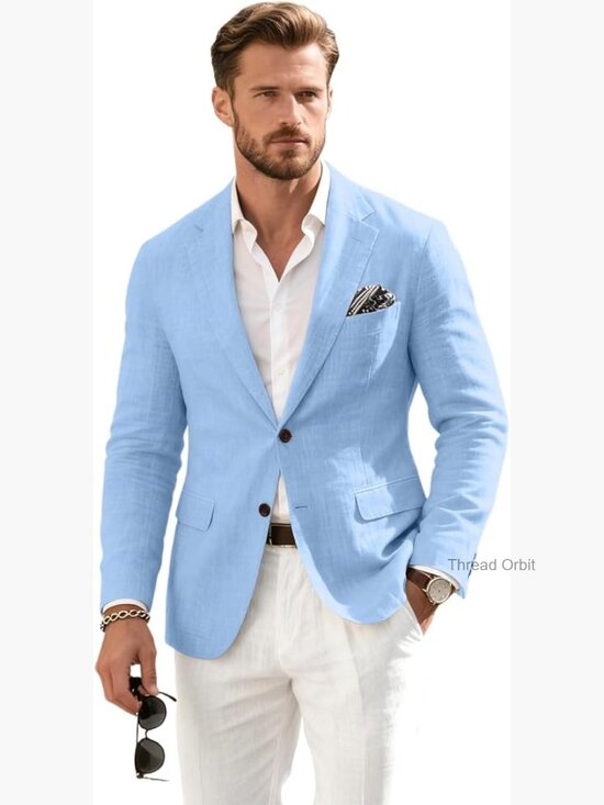 Other - Linen Blend Slim Fit Sport Coat Blazer for Men Wedding Prom Business